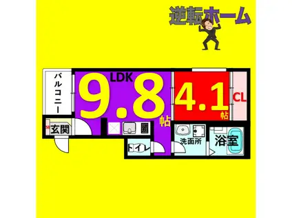 ハーモニーテラス千代田(1LDK/3階)の間取り写真