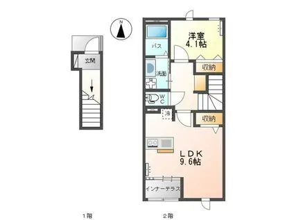 アヴニールブリエ(1LDK/2階)の間取り写真