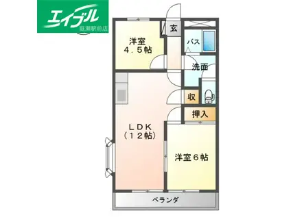 グレースタウンI(2LDK/2階)の間取り写真