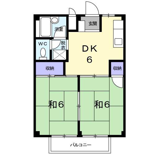 コーポ坪井(2DK/2階)の間取り写真