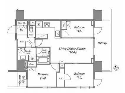 NIDO南千住(3LDK/13階)の間取り写真