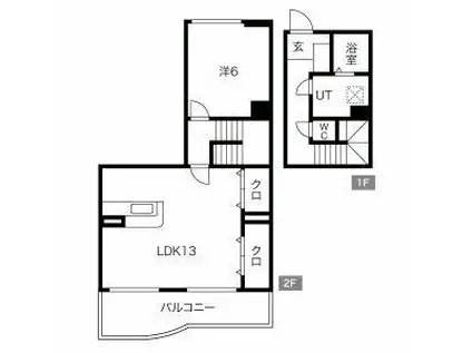 クレモナ山手(1LDK/2階)の間取り写真