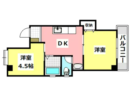 ハイツ雅II(2DK/2階)の間取り写真