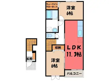 ゴレアド-ルI(2LDK/2階)の間取り写真