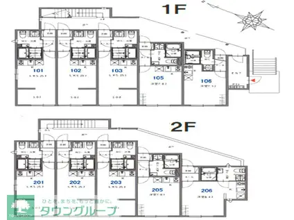 レントハウスフッサ(1K/2階)の間取り写真