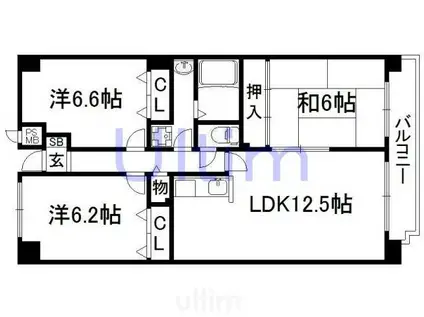 フレックス戸ノ内(3LDK/7階)の間取り写真