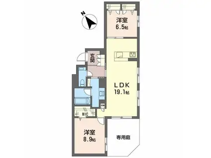 グランゲート滝川(2LDK/1階)の間取り写真