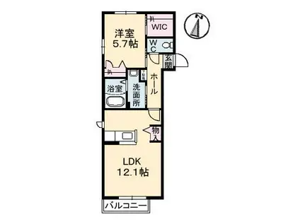 ベルデクレールA(1LDK/2階)の間取り写真