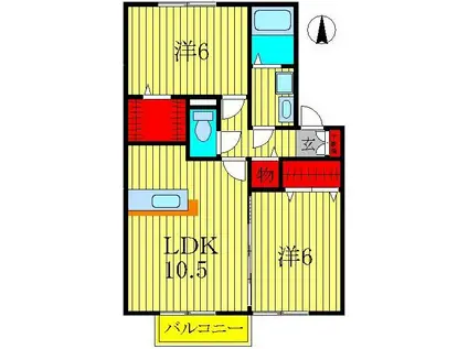 グリーンピアA(2LDK/1階)の間取り写真