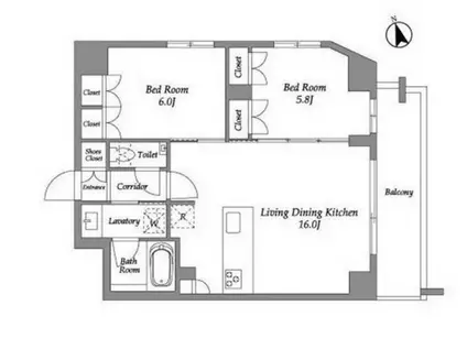 ENETIAL代官山(2LDK/10階)の間取り写真