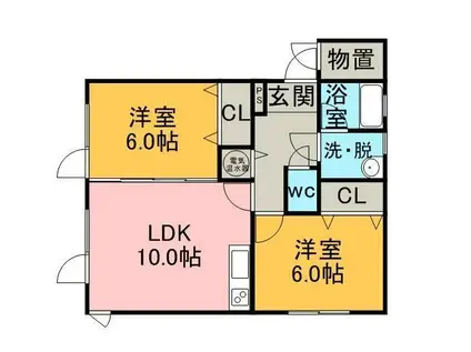 Sマンション松竹梅(2LDK/1階)の間取り写真