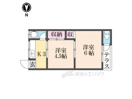 プチハイムキムラ(2K/2階)の間取り写真