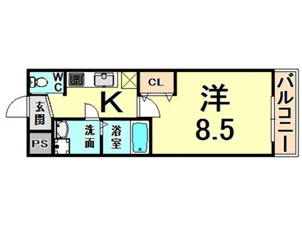 華プレシャス新伊丹(1K/9階)の間取り写真