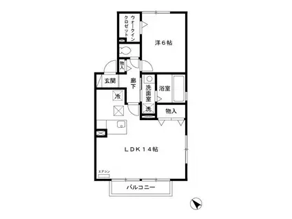 FLORAI(1LDK/1階)の間取り写真