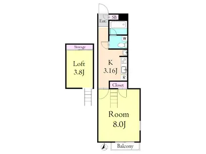 パルテ平和台(1K/2階)の間取り写真