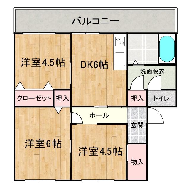グランマップス春日(3DK/3階)の間取り写真