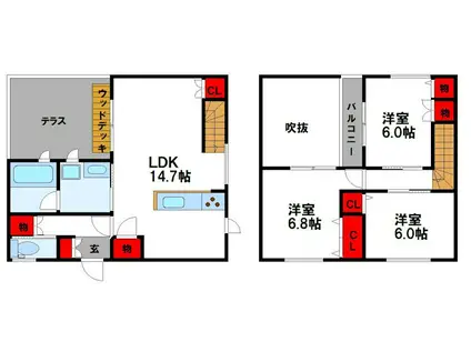 T-BA天道(3LDK/2階)の間取り写真