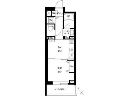 JMFレジデンス新板橋(1DK/3階)の間取り写真