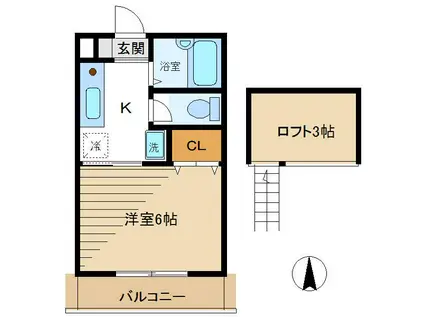 クレール戸田I(1K/2階)の間取り写真