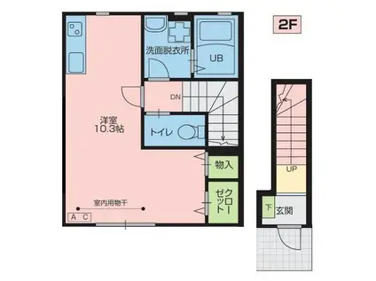 レフィナード・さくら 中野町(1K/2階)の間取り写真