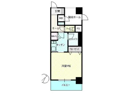 トーカンマンション本町(1K/6階)の間取り写真