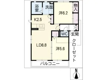MAISON DE OLIVE(2LDK/1階)の間取り写真