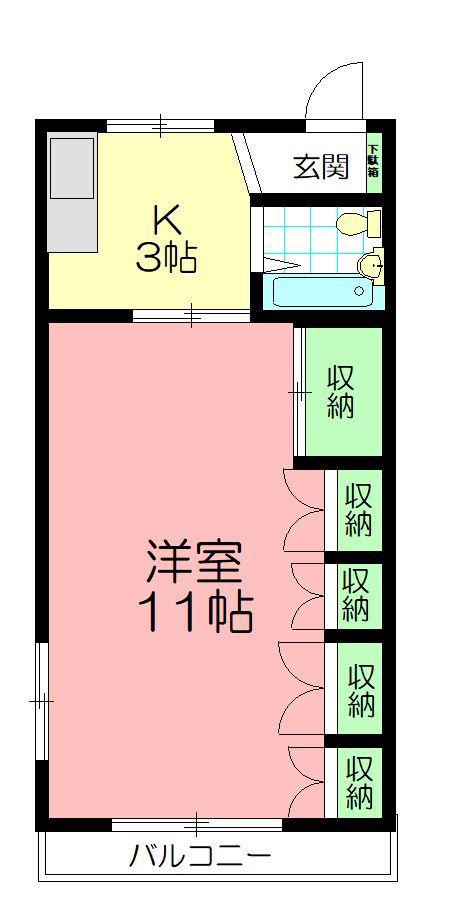 アイパレス湘南(1K/3階)の間取り写真