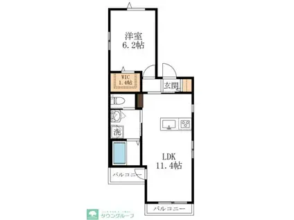 QUATRE(1LDK/3階)の間取り写真