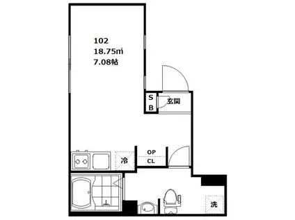 ガーデン雑色(ワンルーム/1階)の間取り写真