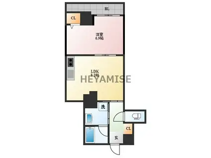 CASA EBANISTA(1LDK/5階)の間取り写真