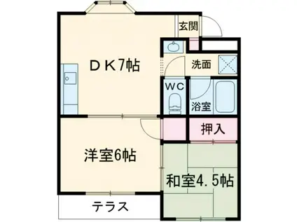 サンコート1号館(2DK/2階)の間取り写真