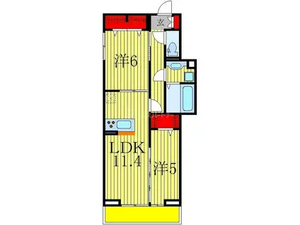 NOBLE FERRO B棟(2LDK/2階)の間取り写真