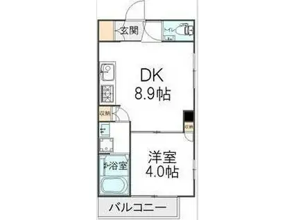 ヴランドール船橋本町(1DK/2階)の間取り写真