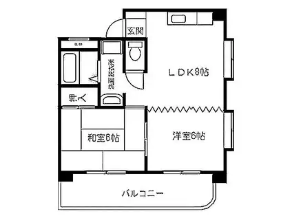 都屋ビル(2LDK/4階)の間取り写真