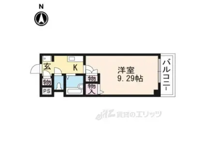 べレヴュー鴨川(1K/2階)の間取り写真