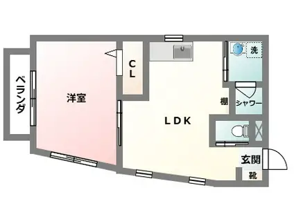 NOOK CHATAN ヌック北谷(1LDK/3階)の間取り写真