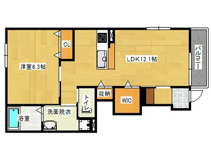 エクセレンス東野III番館(1LDK/1階)の間取り写真