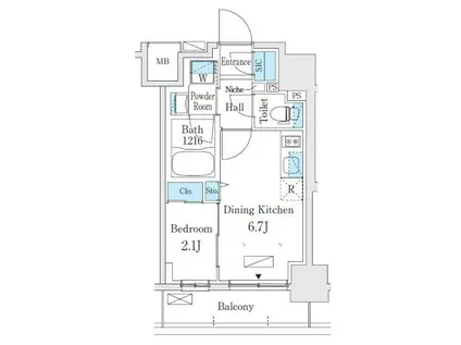 テラス押上(1DK/8階)の間取り写真