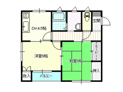 エクセル A棟(2K/1階)の間取り写真