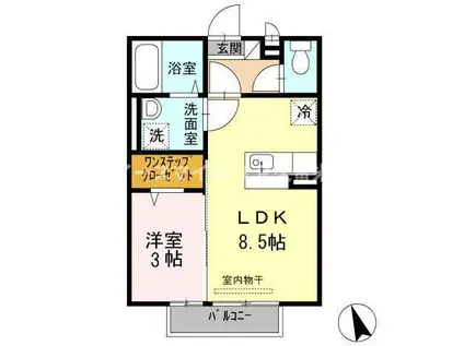 レクラデュクール(1LDK/2階)の間取り写真