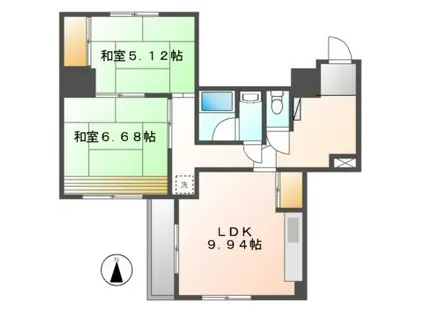 地下鉄桜通線 丸の内駅(愛知) 徒歩4分 10階建 築46年(2DK/4階)の間取り写真