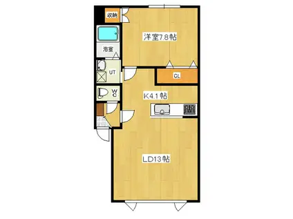 ベリアス・ミワ(1LDK/1階)の間取り写真