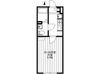 ルミノソ紫又(1K/2階)の間取り写真