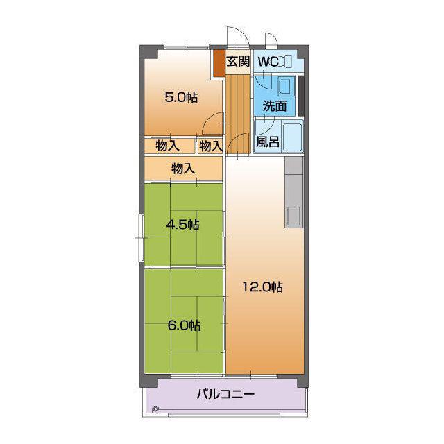 ブランメゾン赤坂(3LDK/2階)の間取り写真