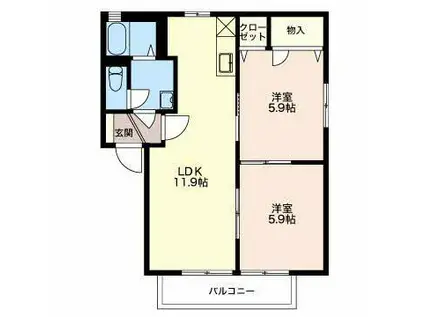 アールベルグII(2LDK/2階)の間取り写真