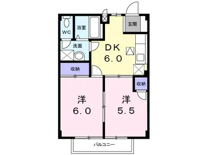 竜ヶ崎ハイツ(2DK/1階)の間取り写真