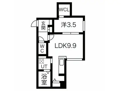 LIISA桑園(1LDK/3階)の間取り写真