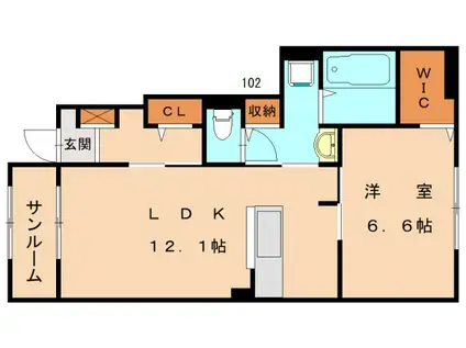 ボー・ヴィラージュI(1LDK/1階)の間取り写真