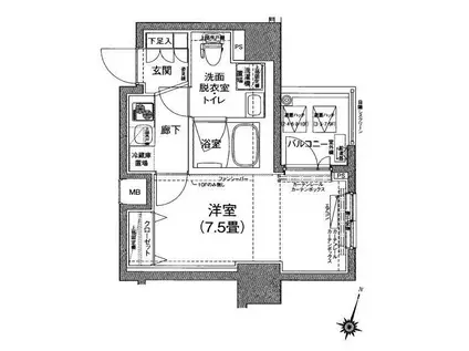 ルフレ赤羽サウス(1K/3階)の間取り写真