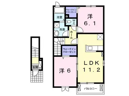 グッティI(2LDK/2階)の間取り写真